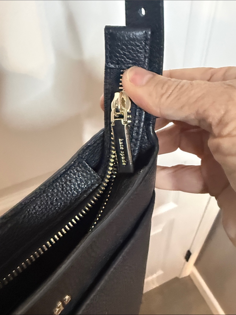 kate spade Black Pebbled Leather Crossbody with Gold Logo - Picture 10 of 13